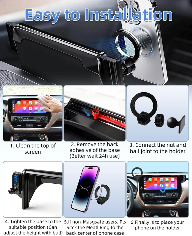 Alt view image 7 of 7 - Car Phone Mount for Toyota Grand Highlander 2024-2026 12.3-inch Screen