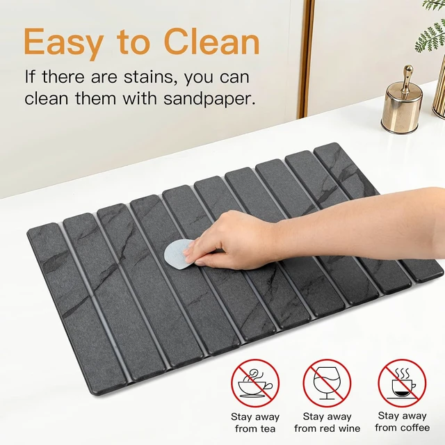 Alt view image 3 of 7 - Stone Dish Drying Mat for Kitchen - Diatomaceous Earth Drying Mats