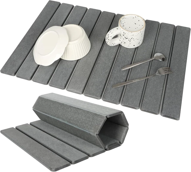Main image of Large Stone Dish Drying Mat for Kitchen Counter, Eco-friendly, Instant Drying Pad,Diatomaceous Earth Water Absorbing Mat, Foldable and Super Absorbent Dish Drying Stone Mat, 24"×16", Dark Gray