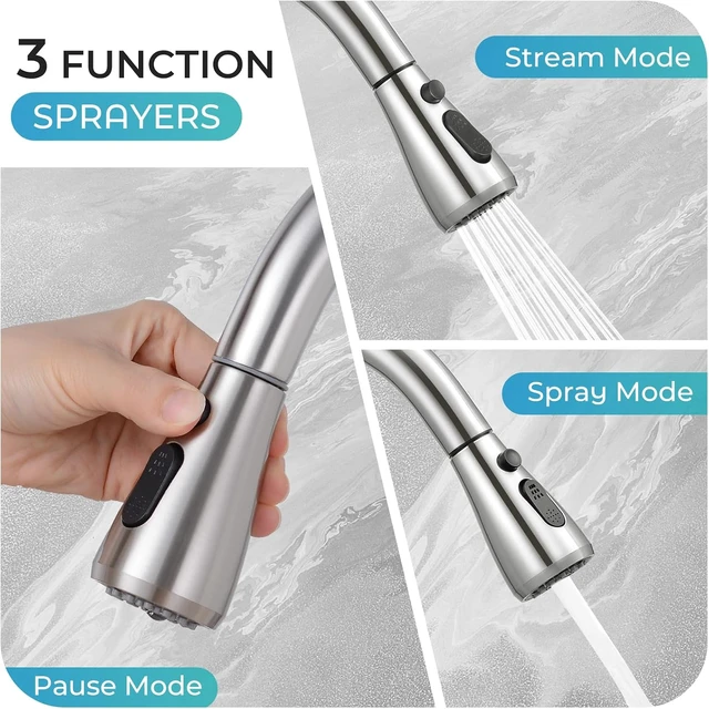 Alt view image 5 of 7 - Brushed Nickel Kitchen Faucet with Pull Down Sprayer and Deck Plate