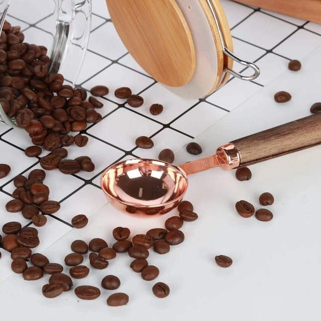 Alt view image 5 of 6 - 40 oz Glass Coffee Container (Holds 1 lb Coffee Beans) with Airtight Bamboo Lid and 1 Tbsp Wood Spoon - Clear Coffee Jar Canister for Grounds Storage, Aesthetic Kitchen Counter Decor