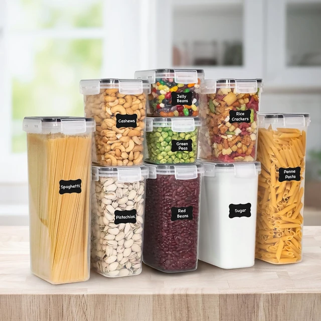 Alt view image 5 of 7 - Kitchen Storage Containers with Lids, 48 PCS Airtight Food Storage Containers, Plastic Kitchen Containers, Pantry Containers for Cereal, Dry Food, Includes Labels, Marker & Measuring Spoons