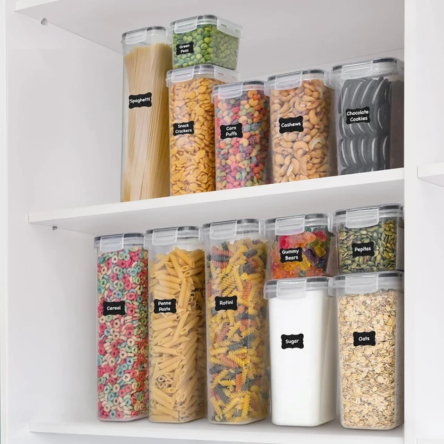 Alt view image 6 of 7 - Kitchen Storage Containers with Lids, 48 PCS Airtight Food Storage Containers, Plastic Kitchen Containers, Pantry Containers for Cereal, Dry Food, Includes Labels, Marker & Measuring Spoons