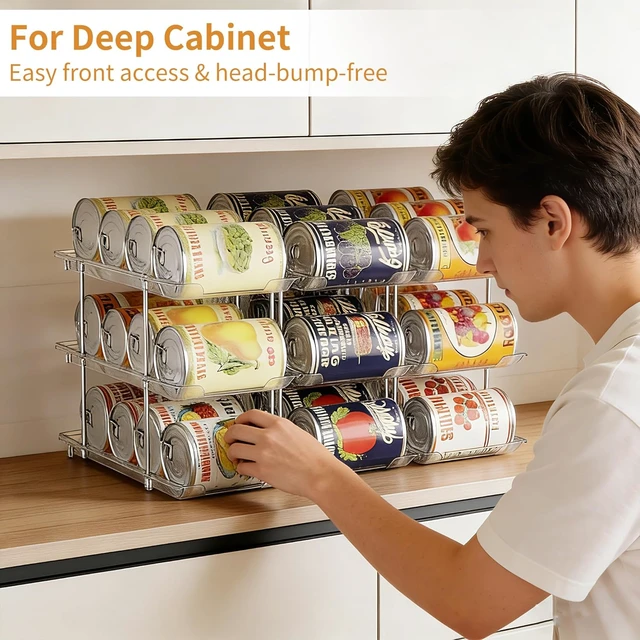 Alt view image 3 of 6 - Can Organizer for Pantry Canned Food Storage Goods Holders 3 Tier