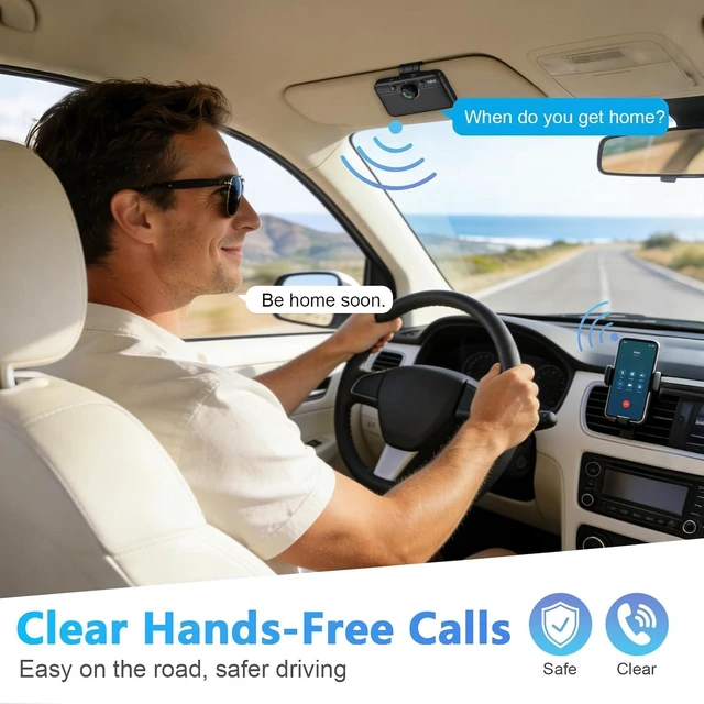 Alt view image 2 of 7 - CarEcho MK02 Bluetooth 6.0 Car Speaker, Handsfree Speakerphone Kit