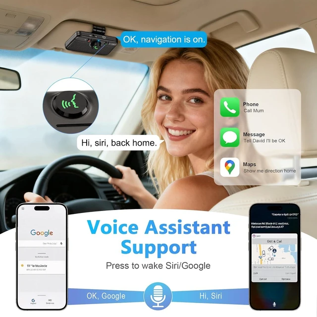 Alt view image 5 of 7 - CarEcho MK02 Bluetooth 6.0 Car Speaker, Handsfree Speakerphone Kit