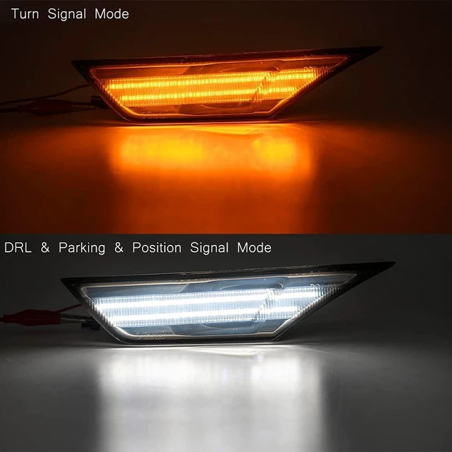 Alt view image 2 of 5 - Civic LED Side Marker Lights For 2016-2021 Honda Civic Sedan Coupe Hatchback Smoked Lens Sidemarker Amber LED Turn Signal/White LED Running/Position/Parking Lights OEM#H02551127N