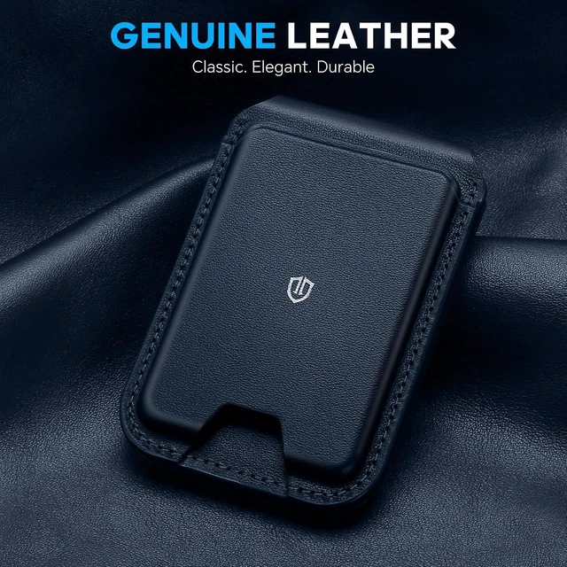 Alt view image 2 of 7 - Genuine Leather for MagSafe Wallet, Adjustable Stand, Navy Blue