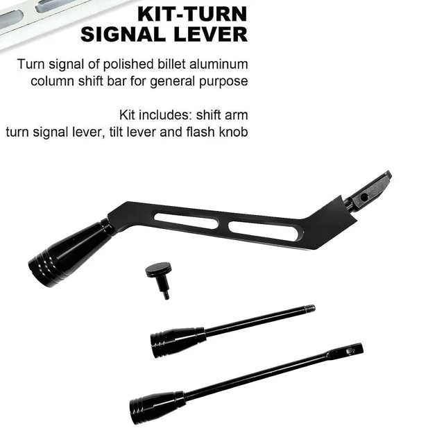 Alt view image 5 of 7 - Billet Aluminum Column Shifter Turn Signal Tilt Lever Flasher Knob Kit - Compatible with 1967-1994 Chevy GMC Pontiac Olds Buick, Black Shifter Lever Hazard Tilt Kit for GM Columns