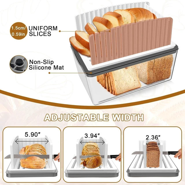 Alt view image 4 of 6 - Adjustable Width Bread Slicer for Homemade Bread with Bread Box