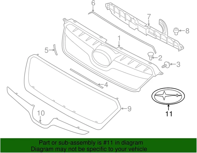 Alt view image 2 of 2 - Front Grille Emblem 93013FJ040 2015 2016 Impreza or 2015 2016 2017 Crosstrek