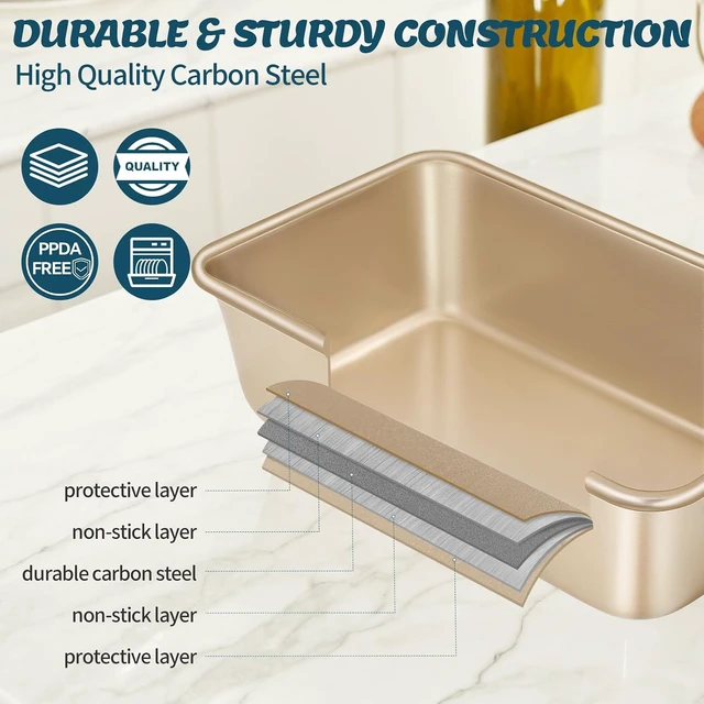 Alt view image 3 of 7 - Baking Pans Set, Nonstick Stackable Bakeware Sets, Oven Pans for Cooking, 6 Pieces Baking Sheets Set Including Cookie Sheet, Deep Roaster Pan, Square Pan, Loaf Pan, Muffin Pan, Carbon Steel