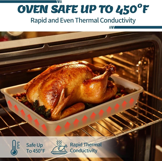 Alt view image 5 of 7 - Baking Pans Set, Nonstick Stackable Bakeware Sets, Oven Pans for Cooking, 6 Pieces Baking Sheets Set Including Cookie Sheet, Deep Roaster Pan, Square Pan, Loaf Pan, Muffin Pan, Carbon Steel