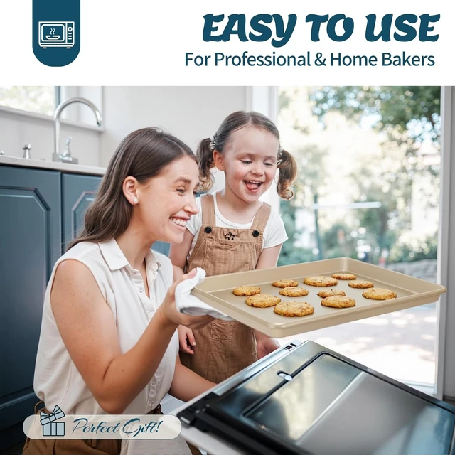 Alt view image 6 of 7 - Baking Pans Set, Nonstick Stackable Bakeware Sets, Oven Pans for Cooking, 6 Pieces Baking Sheets Set Including Cookie Sheet, Deep Roaster Pan, Square Pan, Loaf Pan, Muffin Pan, Carbon Steel