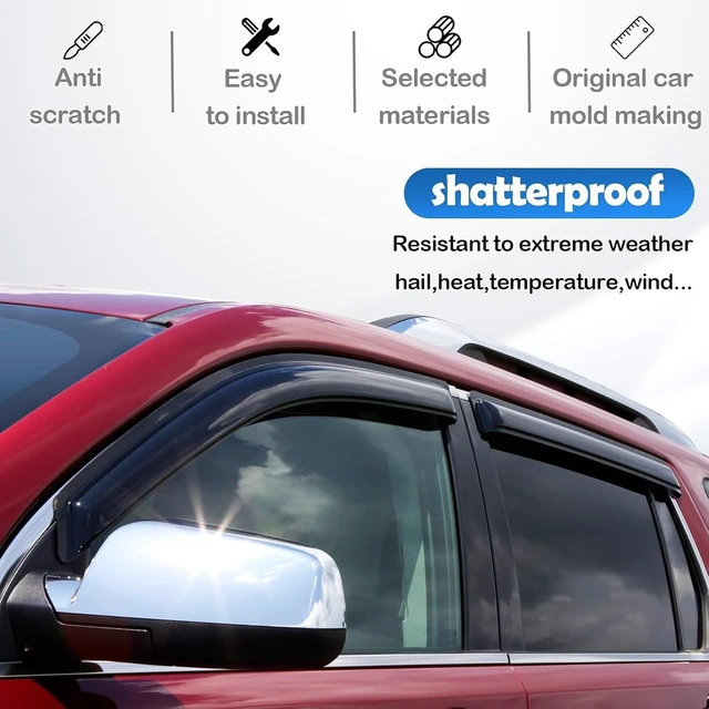Alt view image 2 of 7 - Window Rain Guards for 2011-2018 Volkswagen (VW) Jetta, Window Visor Guard Vent Shade Wind Deflector Rain Shield Protector Sun for 11-18 Jetta 2012 2013 2014 2015 2016 2017, Outside-Mount, 4PCS