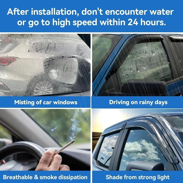 Alt view image 3 of 7 - Window Rain Guards for 2011-2018 Volkswagen (VW) Jetta, Window Visor Guard Vent Shade Wind Deflector Rain Shield Protector Sun for 11-18 Jetta 2012 2013 2014 2015 2016 2017, Outside-Mount, 4PCS