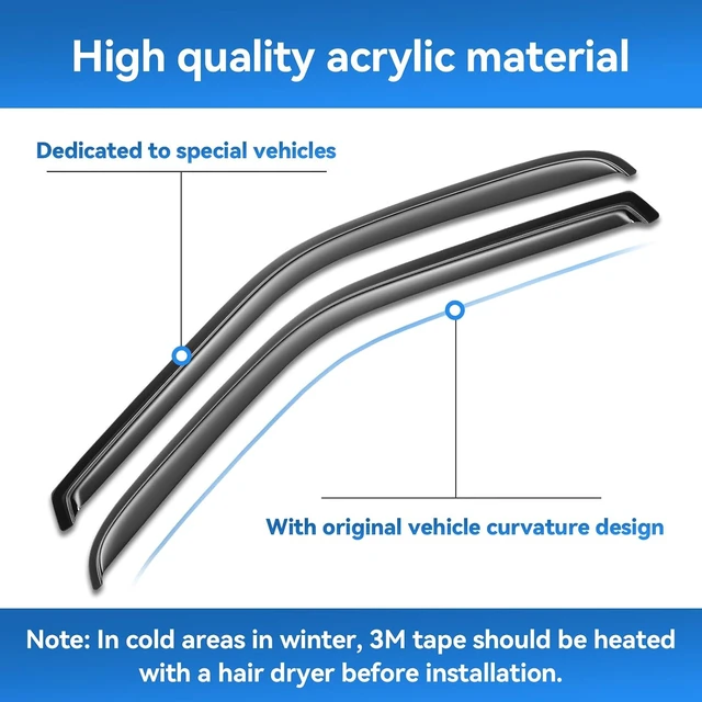 Alt view image 4 of 7 - Window Rain Guards for 2011-2018 Volkswagen (VW) Jetta, Window Visor Guard Vent Shade Wind Deflector Rain Shield Protector Sun for 11-18 Jetta 2012 2013 2014 2015 2016 2017, Outside-Mount, 4PCS