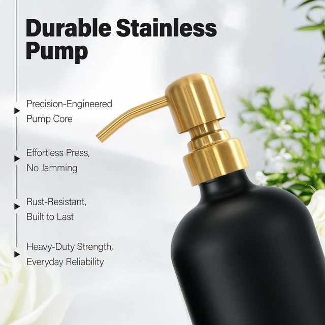 Alt view image 3 of 7 - Soap Dispenser Bathroom Set, Gold & Black