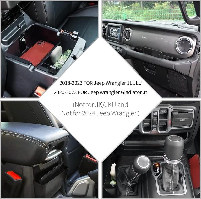 Alt view image 2 of 6 - Upgraded 4 Pcs Center Console Organizer Combo Kit Interior Accessories Storage Box Para for 2018 2019 2020 2021 2022 2023 Jeep Wrangler JL JLU and Jeep Gladiator JT JTU,Gear Shift Tray Organizer