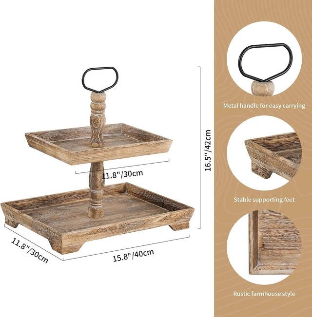 Alt view image 5 of 7 - 2 Tiered Decorative Trays Stand Coastal Beach Coffee Table Decor