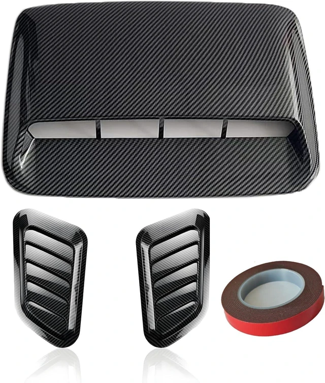 Main image of Car Hood Air Flow Vent Decorative Kit Modification Hood Scoop with Side Vents 3pcs (Carbon pattern)