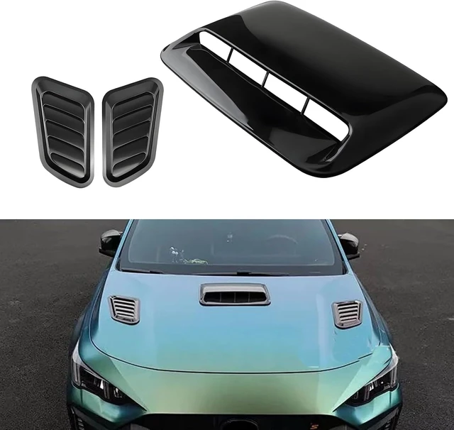 Alt view image 3 of 5 - Car Hood Air Flow Vent Decorative Kit Modification Hood Scoop with Side Vents 3pcs (Carbon pattern)