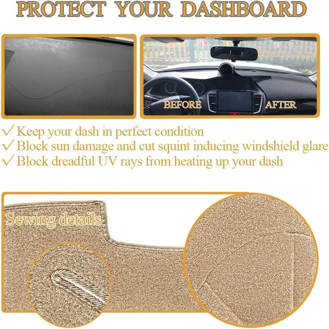 Alt view image 5 of 6 - Dash Cover Mat for Ford F150 F250 F350 Bronco 1992-1997(92-97 Beige)J20