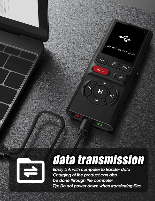 Alt view image 2 of 7 - 64GB Digital Voice Recorder with Playback Long Battery 2-inch Screen MP3 Audio Recording for Meetings Lectures and Interviews Portable USB Recording Device with Voice Activation