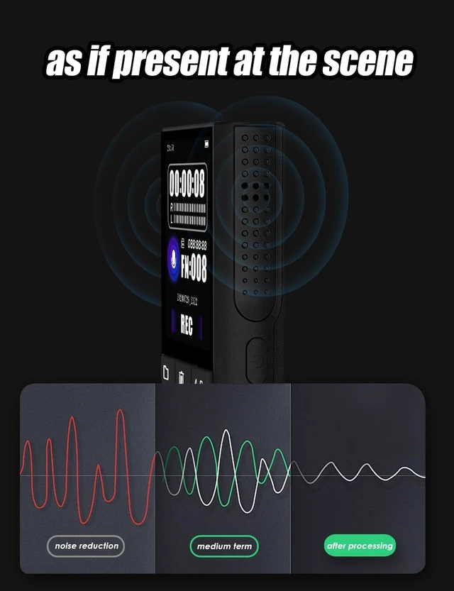 Alt view image 3 of 7 - 64GB Digital Voice Recorder with Playback Long Battery 2-inch Screen MP3 Audio Recording for Meetings Lectures and Interviews Portable USB Recording Device with Voice Activation