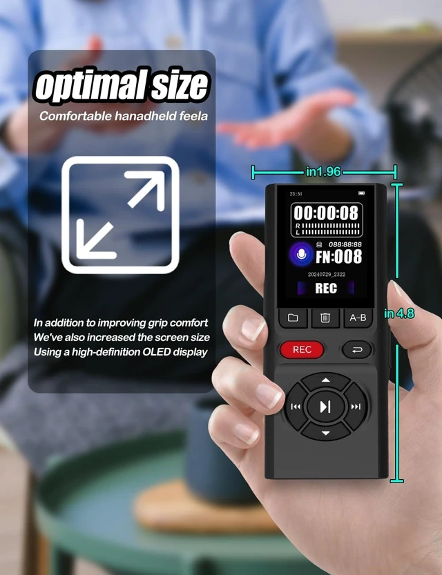 Alt view image 5 of 7 - 64GB Digital Voice Recorder with Playback Long Battery 2-inch Screen MP3 Audio Recording for Meetings Lectures and Interviews Portable USB Recording Device with Voice Activation