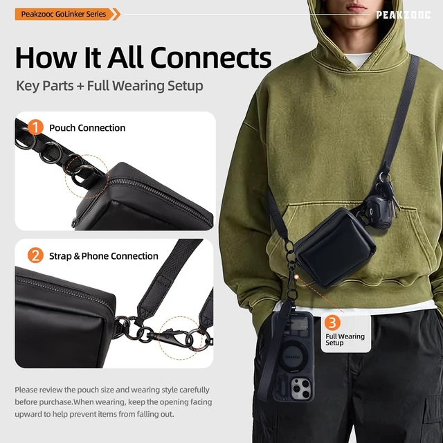 Alt view image 5 of 7 - Phone Lanyard with Wallet, Adjustable Crossbody Phone Strap(Black)