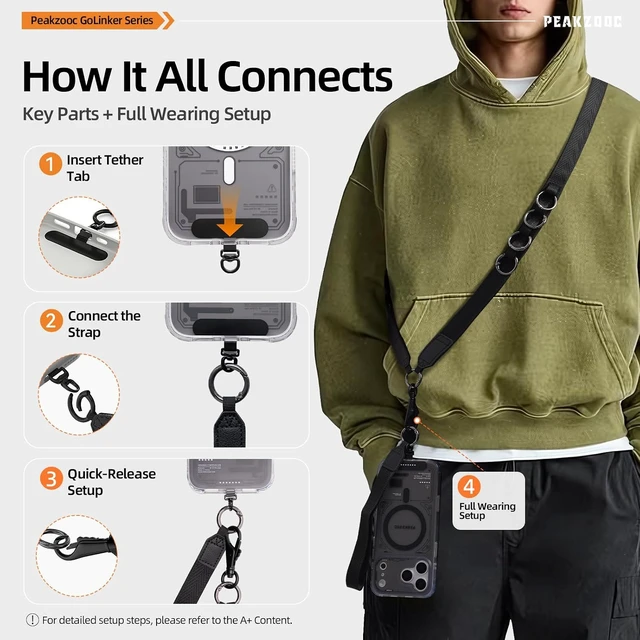 Alt view image 4 of 7 - Phone Lanyard with Wallet, Adjustable Crossbody Phone Strap(Black)