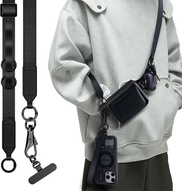 Main image of Phone Lanyard with Wallet, Adjustable Crossbody Phone Strap(Black)