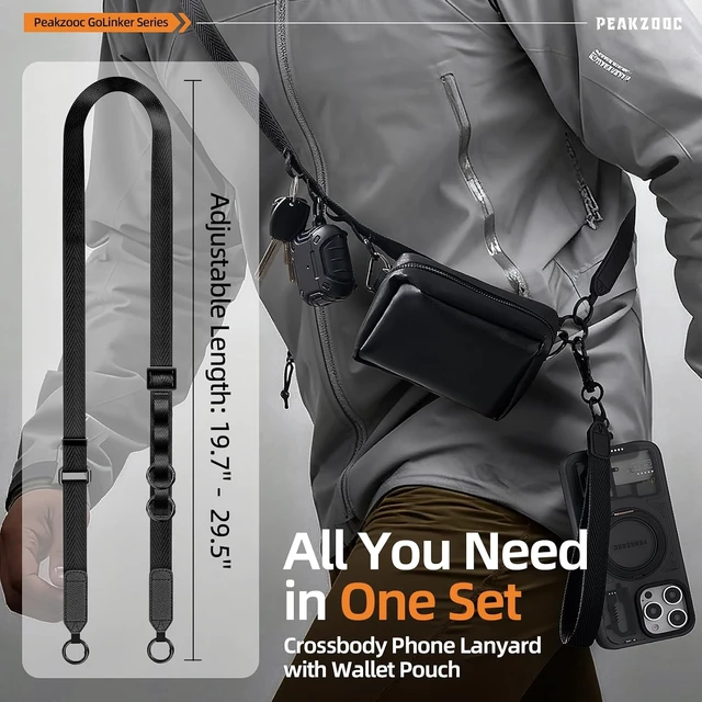 Alt view image 6 of 7 - Phone Lanyard with Wallet, Adjustable Crossbody Phone Strap(Black)