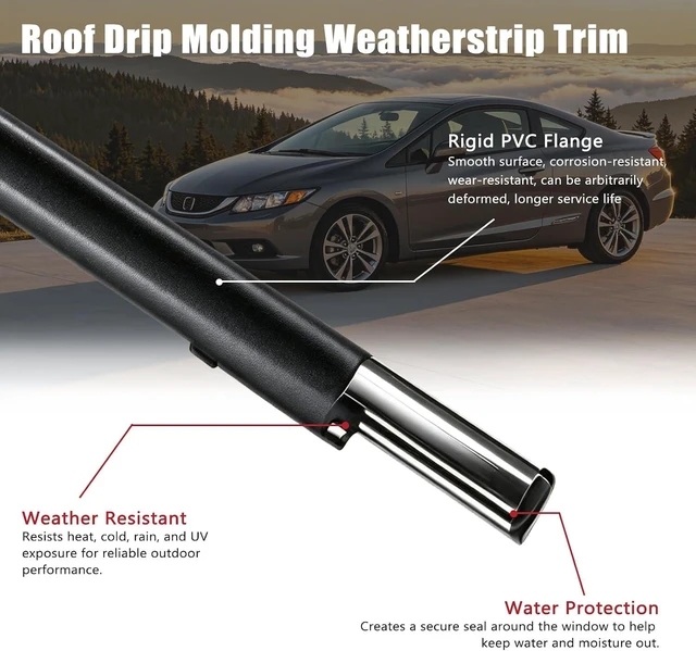 Alt view image 4 of 7 - Window Belt Weatherstrip Compatible with Honda Civic Coupe 2012-2015