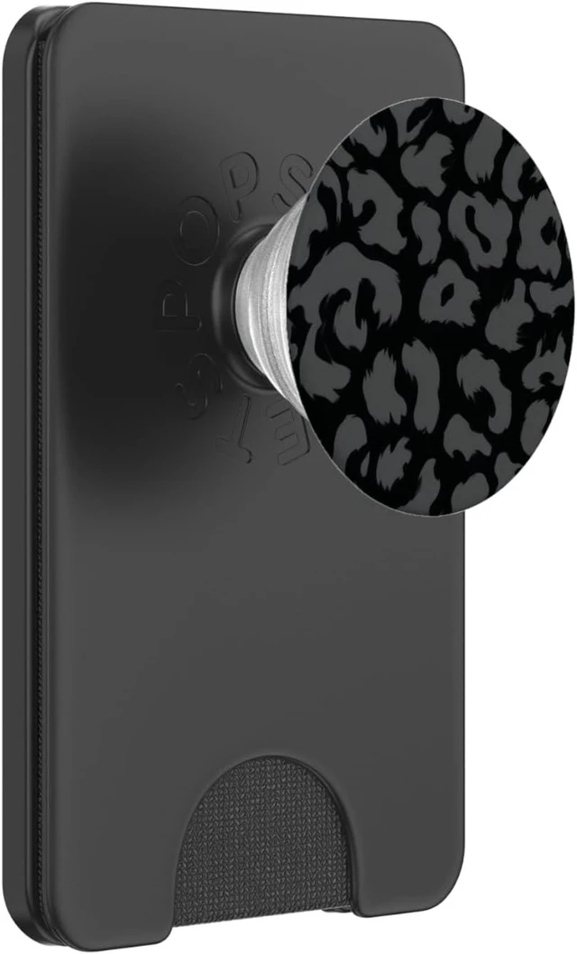 Main image of Black and White Leopard PopSockets PopWallet for MagSafe