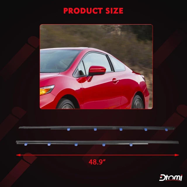 Alt view image 6 of 7 - Window Belt Weatherstrip Compatible with Honda Civic Coupe 2012-2015
