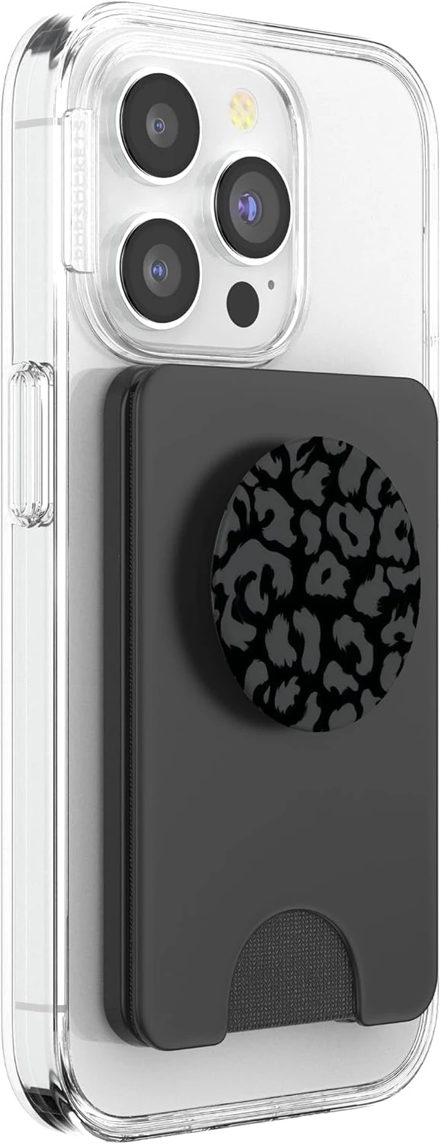 Alt view image 4 of 6 - Black and White Leopard PopSockets PopWallet for MagSafe