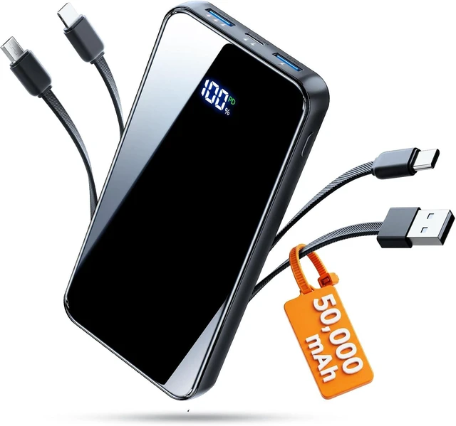 Main image of 50000mAh Portable Charger, Built-in 4 Cables,22.5W Fast Charging Power Bank