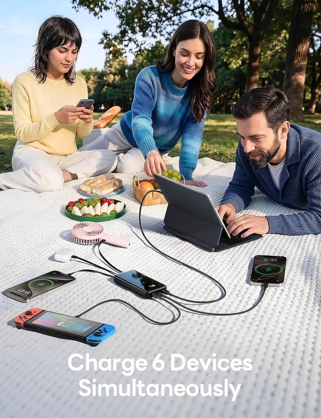 Alt view image 3 of 7 - 50000mAh Portable Charger, Built-in 4 Cables,22.5W Fast Charging Power Bank