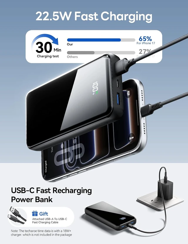 Alt view image 5 of 7 - 50000mAh Portable Charger, Built-in 4 Cables,22.5W Fast Charging Power Bank
