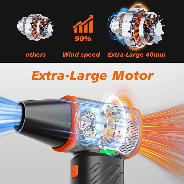 Alt view image 2 of 7 - Compressed Air Duster, 360000RPM Electric Air Duster with 10000mAh Battery