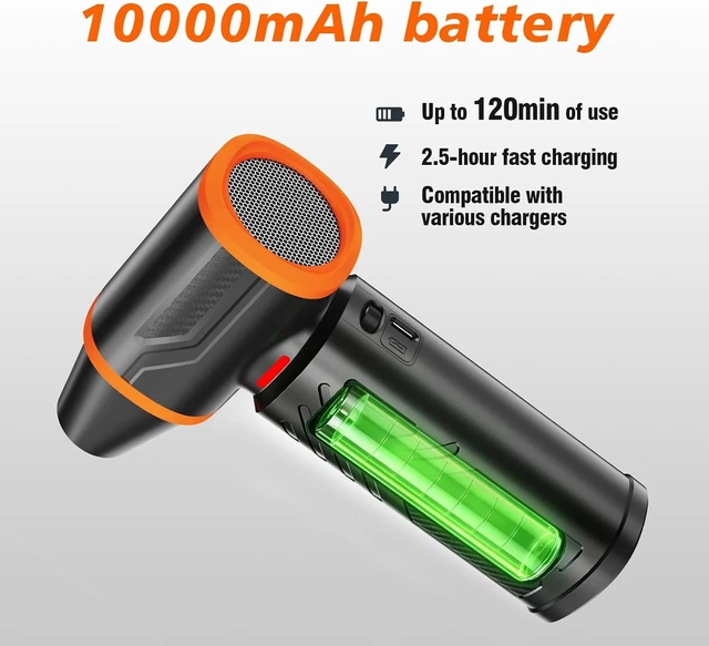 Alt view image 4 of 7 - Compressed Air Duster, 360000RPM Electric Air Duster with 10000mAh Battery