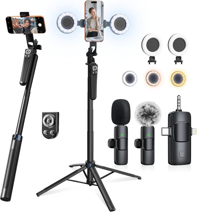 Main image of Content Creator Essentials Vlogging Kit for iPhone, Tripod & Wireless Mic