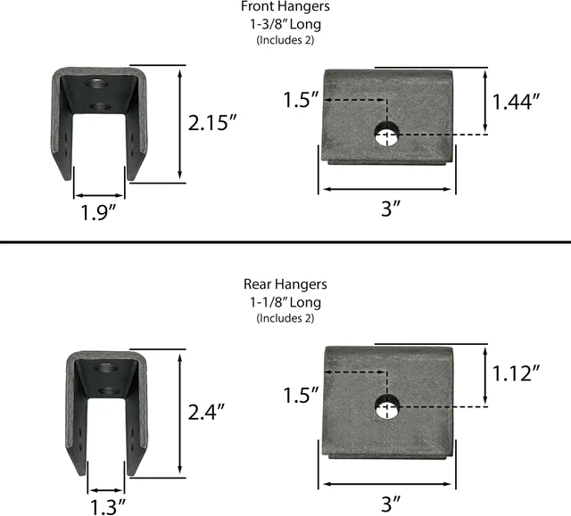 Alt view image 3 of 5 - Single Axle Trailer Double Eye Leaf Spring Suspension Hanger Kit - 2,000-7,000 lbs (Single Axle)
