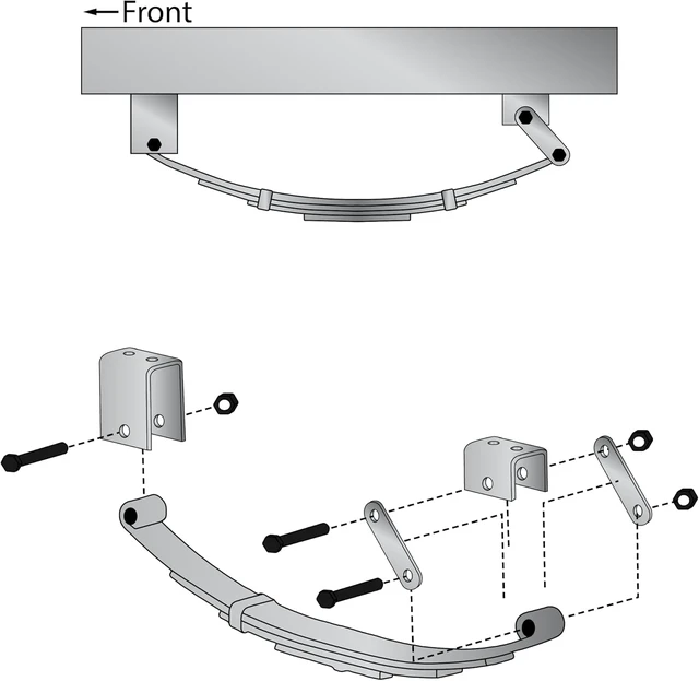 Alt view image 4 of 5 - Single Axle Trailer Double Eye Leaf Spring Suspension Hanger Kit - 2,000-7,000 lbs (Single Axle)
