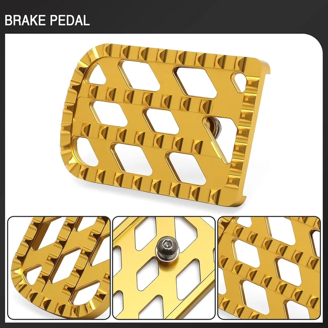 Alt view image 4 of 7 - Motorcycle Brake Pedal Cover MX Style for Harley 1980-2024 Touring Road King Electra Glide 1986-2017 FL Softail Fat Boy Heritage 2012-2016 Dyna FLD (Gold)