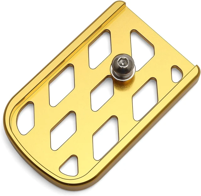 Alt view image 7 of 7 - Motorcycle Brake Pedal Cover MX Style for Harley 1980-2024 Touring Road King Electra Glide 1986-2017 FL Softail Fat Boy Heritage 2012-2016 Dyna FLD (Gold)