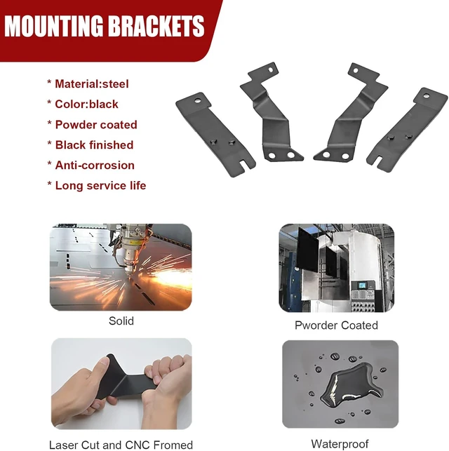 Alt view image 3 of 7 - Upper Hood Hinge A-Pillar LED Pod Mount Bracket Fit for Ford F250