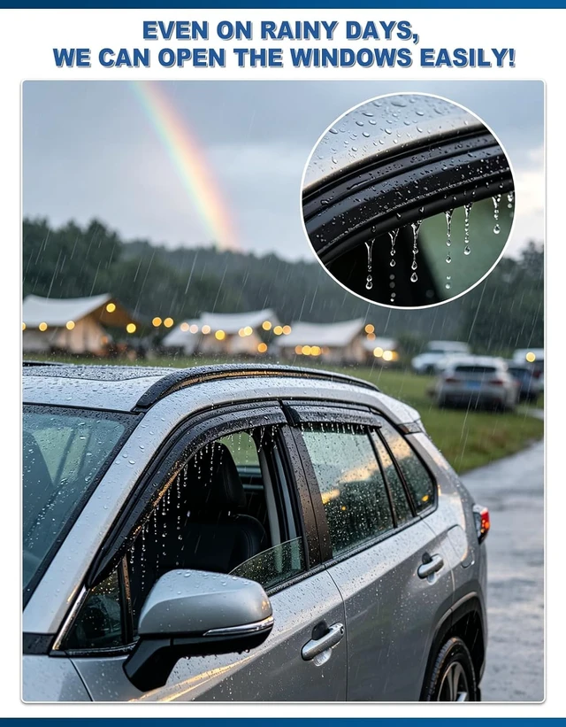 Alt view image 4 of 7 - Tape-on Window Visors Rain Guards for 2014-2019 Toyota Corolla